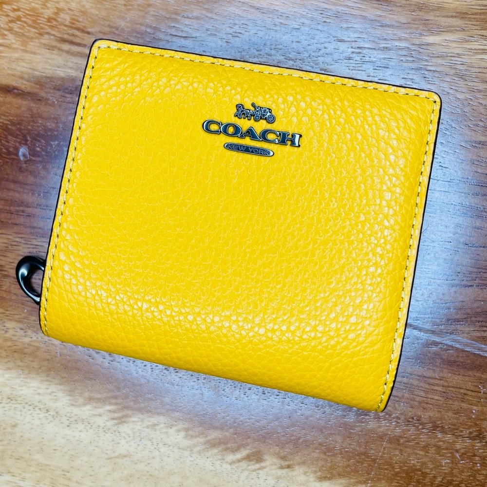 Coach square zip wallet. Never used. Golden Honey color.